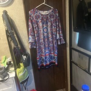 Tacera Red and Blue Paisley Dress